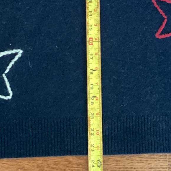 Cynthia Rowley 100% 2-Ply Cashmere Navy Red/White Stars Embroidered Sweater XL - Picture 14 of 14